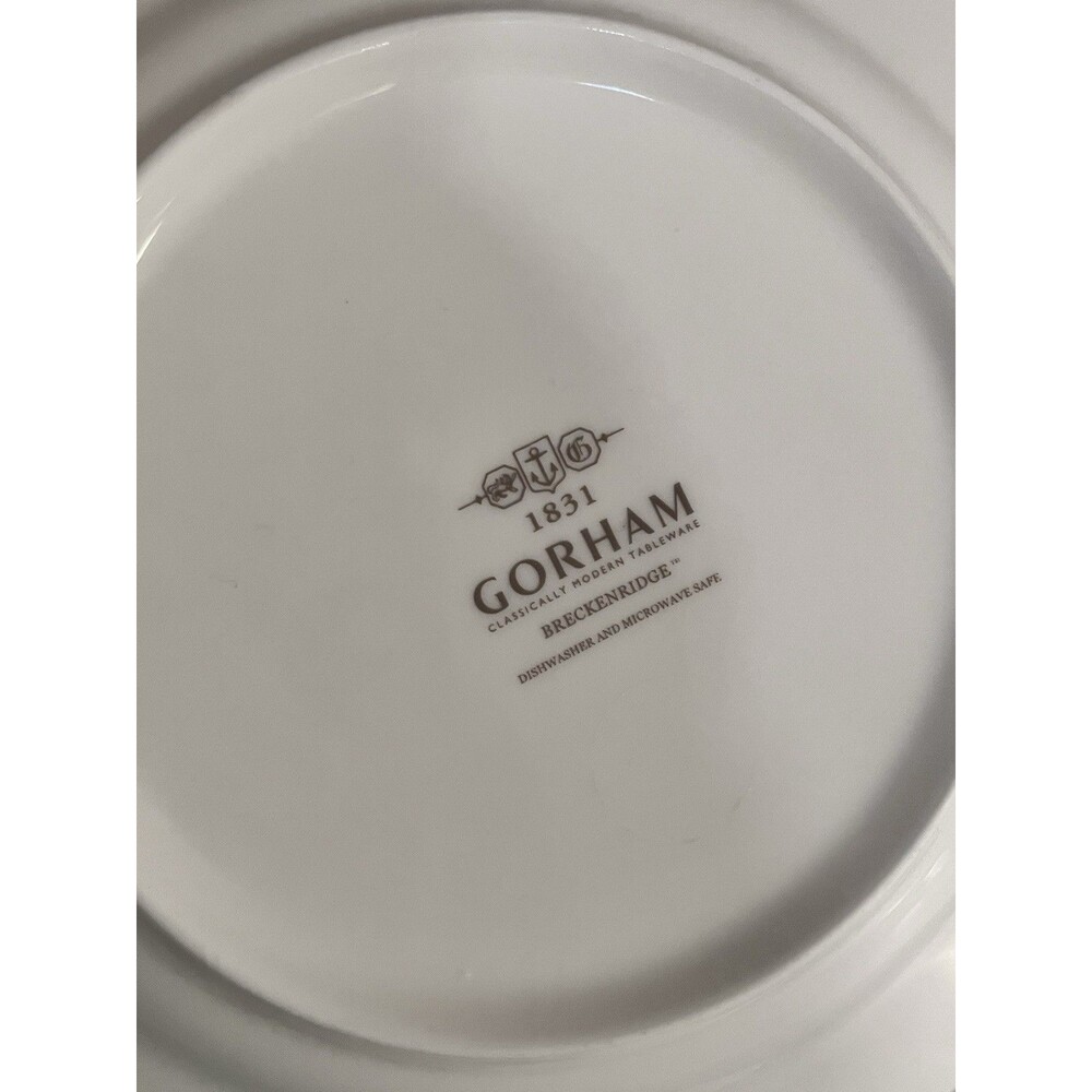 GORHAM Breckenridge Salad Plates 8" White Bone China Set of 4 - Picture 5 of 7